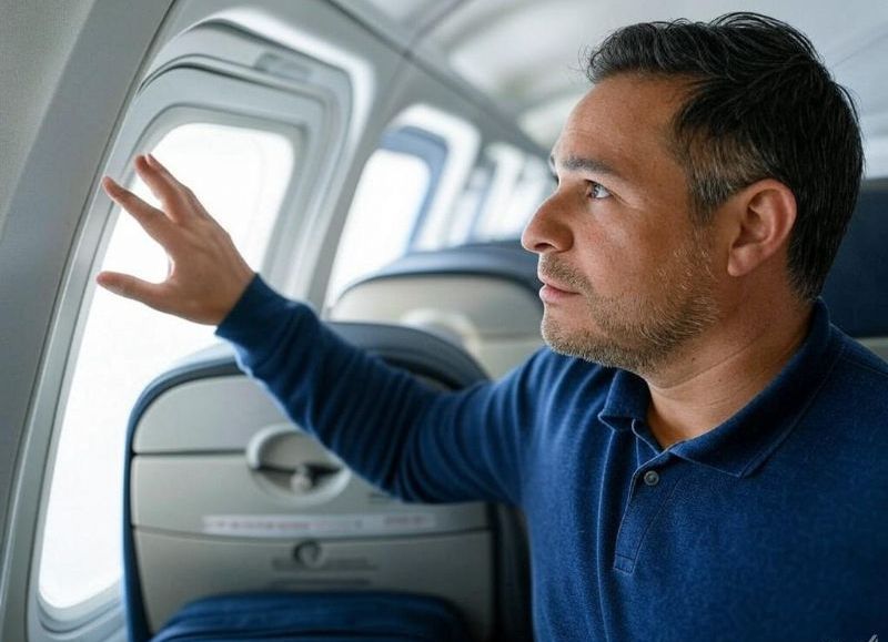 Un pasajero abre la puerta de salida de un vuelo de JetBlue en el Aeropuerto de Boston