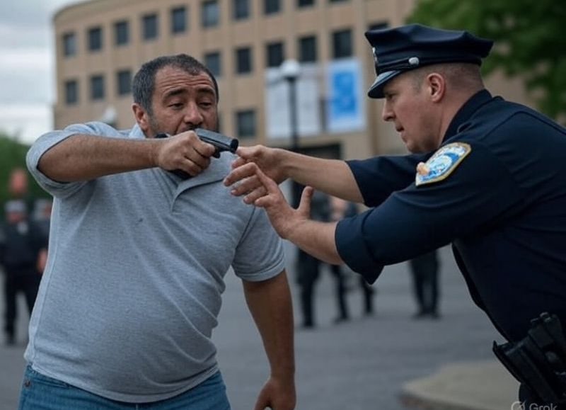 Tensión frente a un hospital en Boston: un hombre en crisis mental se disparó con el arma de un policía